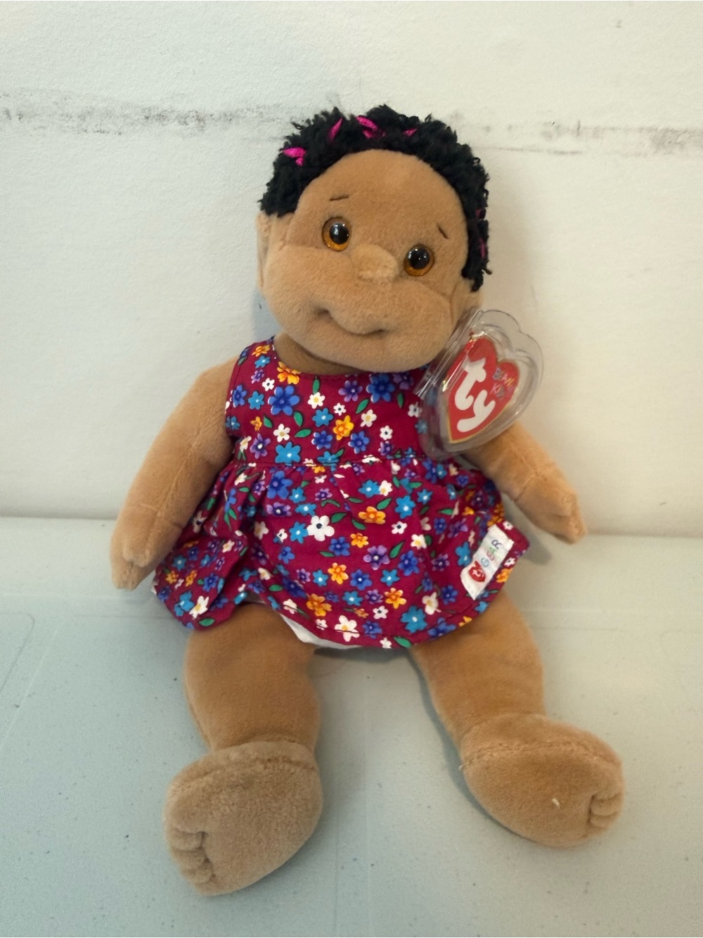 Vintage Ty Plush Doll in Purple Floral Dress